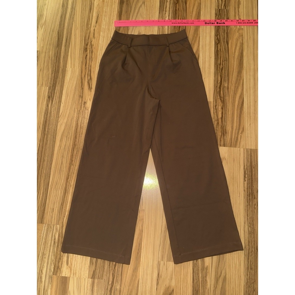 Halara Brown High Waist Pleated Pull On Pocket Pants Size XS‎ Petite 2840642